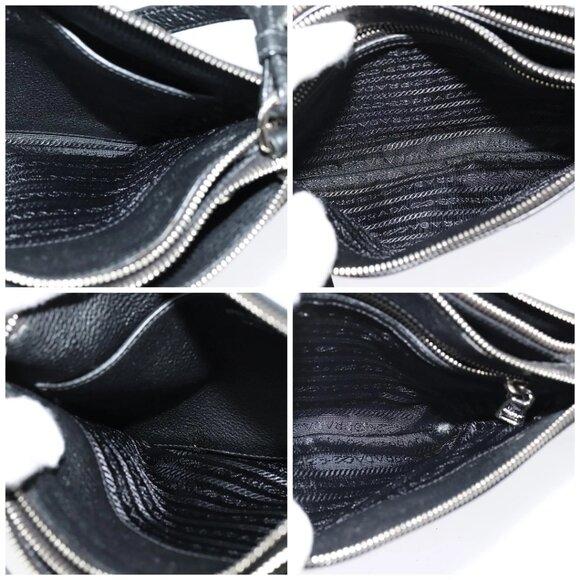 PRADA Shoulder Bag Leather Black Silver Auth - Picture 13 of 15